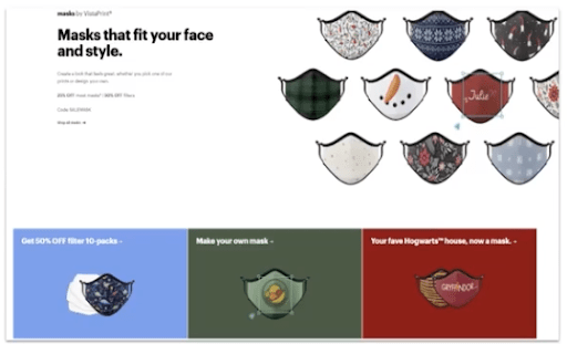 design your own facemask offered by vistaprint
